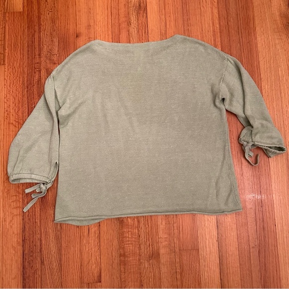 Eileen Fisher Sweater  Organic Linen Tie-Cuff  Light Green Women’s Sz XS # - Picture 12 of 12